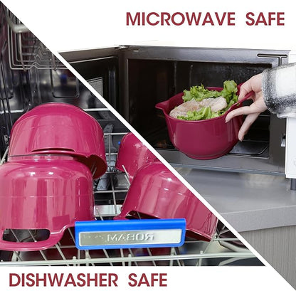BoxedHome 4 Pack Nesting Mixing Bowl Set with Pour Spout and Handle, Non-Slip Bottom, BPA free Microwave & Dishwasher Safe(Deep Carmine) - Image 8