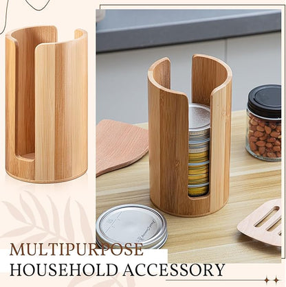 Suclain 2 Pcs Mason Jar Lid Organizer Bamboo Vertical Mason Jar Lid Storage Accessories Tumbler Lids Holder Cup Lids Organizer for Home Kitchen Countertop Cupboard(Only for Wide Mouth) - Image 6