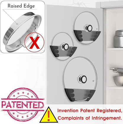 Universal Pot Lid Organizer for Cabinet - Upgraded Patented Niceyos 3 Pack Inside Cabinet Door Wall Mount Pan Top Storage Organizer Rack Holder for Kitchen, Fits 6" to 13" (Black) - Image 4