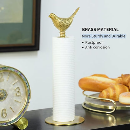 Luxurious Gold Paper Towel Holder Countertop, Brass Paper Towel Holder for Kitchen, Unique Gold Bird Decor - Sturdy, Durable, and Elegant Home Decor for Kitchen - Image 3