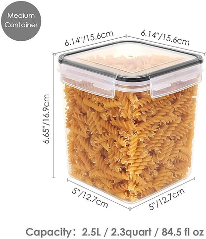 Vtopmart Food Storage Containers 2.5L / 84.5oz, 4 Pieces BPA Free Plastic Airtight Canister for Flour, Sugar, Baking Supplies, with 4 Measuring Cups and 24 Labels, Black - Image 2