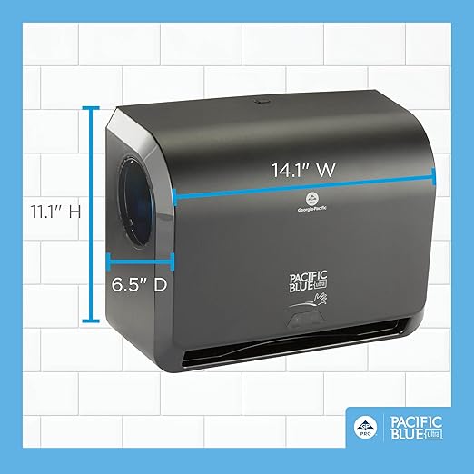 Georgia-Pacific Pacific Blue Ultra 9" Mini Automatic Paper Towel Dispenser by GP PRO (Georgia-Pacific), Black, 54518, 14.1" W x 6.5" D x 11.1" H - New Version - Image 5