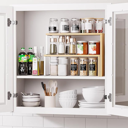 Cabinet Organizer Shelf, 2-Tier Kitchen Counter Organizer Corner Shelves Coffee Bar Organizers for Countertop Kitchen Storage Spice Rack - Image 5
