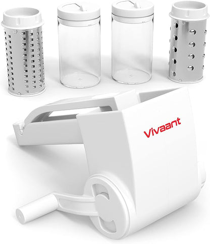 Vivaant Parmesan Cheese Grater Hand Crank, Restaurant-Grade Rotary Cheese Grater Handheld Italian Style with 2 Stainless Steel Drum Blades is Dishwasher Safe & Easy to Clean by Vivaant