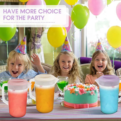 Uiifan 4 Pcs Plastic Water Pitcher with Lid,Spout and Handle Plastic Juice Pitcher Tea Beverages for Fridge Water Carafe Jug for Lemonade Milk Cold Drink Home Daily Party(Multicolor,1 Gallon) - Image 5