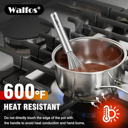 Walfos Mini Whisk,6+8 in Small Whisk,304 Stainless steel Whisks Heat Resistant 600°F,Nice for mixing salad dressings or beating an egg.Tiny whisk size great for narrow and shallow vessels.Silver - Image 6