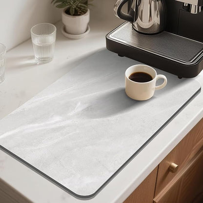 Findosom Dish Drying Mat, 12"x 20" Super Absorbent & Hide Stain Coffee Mat, Cuttable Drying Mat for Kitchen Counter, Coffee Bar Accessories, Under Dish Rack, Espresso Machine, LightGrey-2 - Image 2