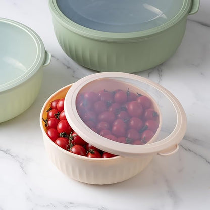 COOK WITH COLOR Prep Bowls with Lids- Wide and Deep Nesting Plastic Small Mixing Bowl Set with Lids, 12 Piece Set - Wide Bowls, Mint/Pink - Image 3
