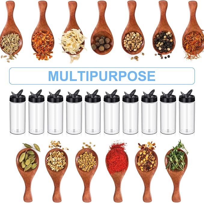 Zhehao 24 Pieces Plastic Spice Containers Plastic Spice Bottles Clear Reusable Large Empty Seasoning Jars with Shaker Lids for Kitchen Storage Seasoning Powder Herbs(16 oz,Cylinder,Clear and Black) - Image 3