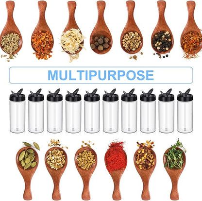 Zhehao 24 Pieces Plastic Spice Containers Plastic Spice Bottles Clear Reusable Large Empty Seasoning Jars with Shaker Lids for Kitchen Storage Seasoning Powder Herbs(16 oz,Cylinder,Clear and Black) - Image 3