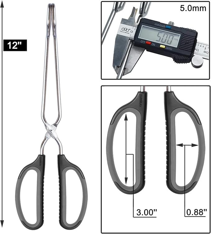 HINMAY Scissor Tongs with Comfort-Grip Handle 12-Inch Cooking Tongs (Black Handle) - Image 3