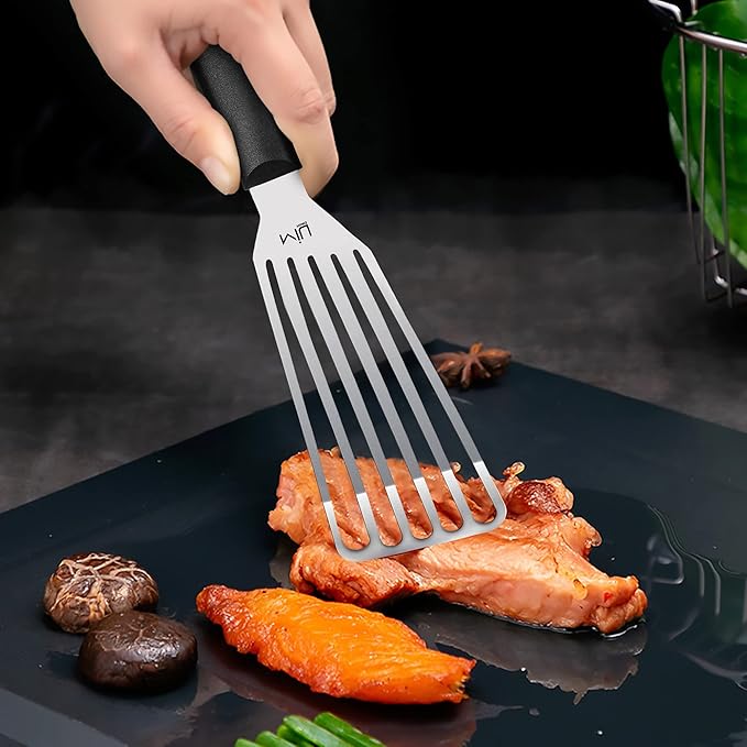 MIU Fish Spatula Stainless Steel, Slotted Flexible Metal, Lightweight Barbecue Turner, 6.5 inch Blade, Plastic Handle with Hole, Grilling Utensils - Image 6