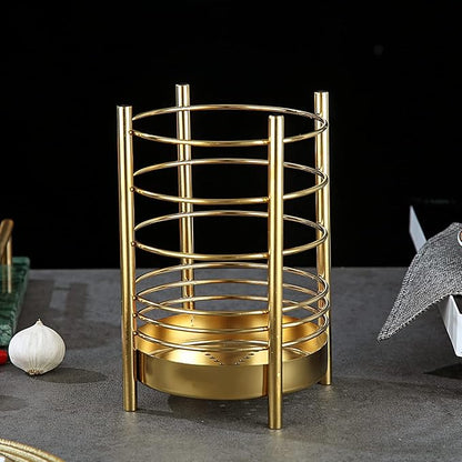 Gold Kitchen Utensil Holder for Kitchen Counter, Stainless Steel Utensil Crocks, Gold Titanium Coating Utensil Storage Caddy Organizer, Cooking Utensil Holder, Easy Cleaning (Gold/7.4''x5.2'') - Image 3