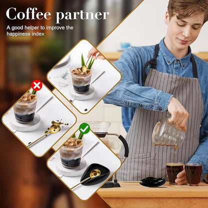 Ceramic Coffee Spoon Rest, Small Black Spoon Rest and Coffee Spoon Holder for Coffee Bar and Kitchen Counter, Mini Drip Catcher for Coffee Station, No Spoon Included - Image 5