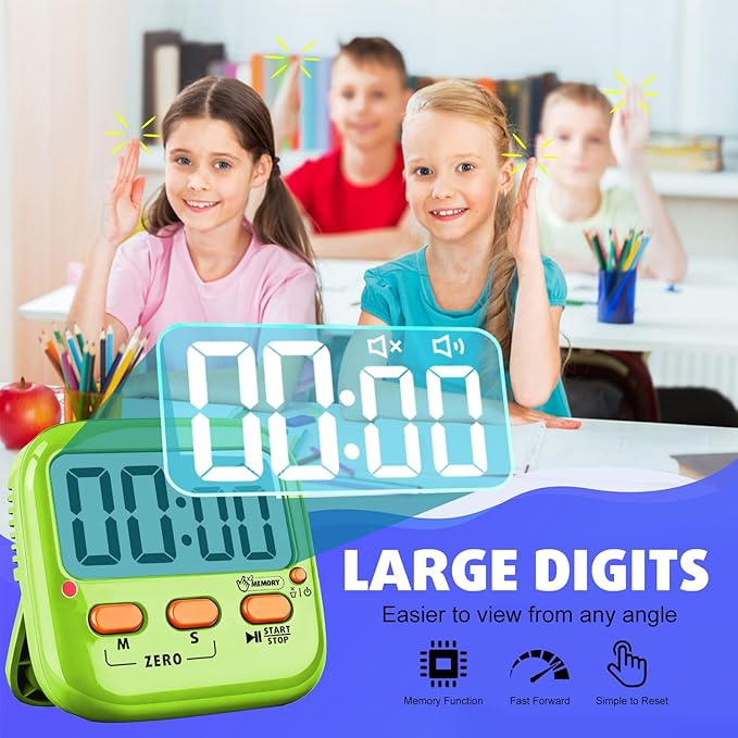 2 Pack Digital Timer for Kids, Magnetic Kitchen Timers for Cooking, Egg, Teachers, Classroom, Study, Exercise, Oven Baking - AAA Battery Included - Image 6