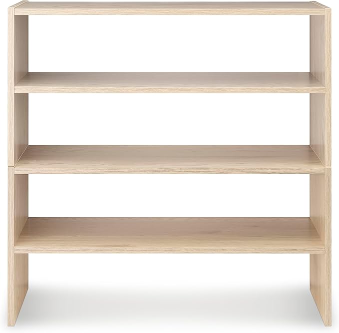 Whitmor Wood Stackable 2-Shelf Shoe Rack, White Oak, 24 inches - Image 6