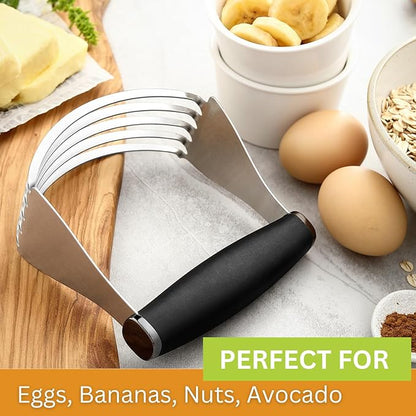 Spring Chef Dough Blender For Baking, Heavy Duty Dough Cutter Tool, Stainless Steel Pastry Cutter Tool with Sharp & Sturdy Blades, Pastry Blender for Easy Mixing, Dishwasher Safe - XL Size - Black - Image 6