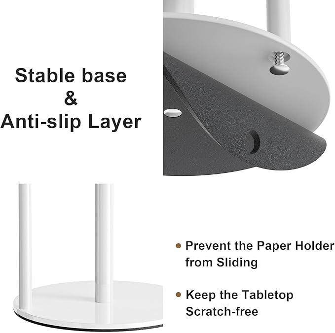 Paper Towel Holder White Kitchen Roll Holder, Paper Towel Holder for Kitchen Roll Organize, Countertop Roll Dispenser with Weighted Base - Image 5