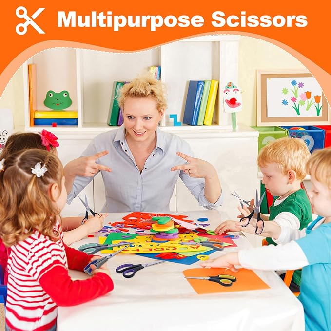 Scissors for Office School Supplies, Hnncugty 8" Scissors All Purpose Bulk Set of 24-Pack, Sharp Shears for Home Craft Sewing Fabric, Middle School Student Teacher Supplies, Comfort Right/Left Handed - Image 2