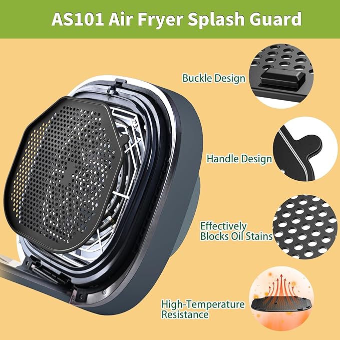 2 PCS Silicon Splatter Shield for Ninja Crispi Pro Air Fryer, Heat-Resistant Splatter Screen for Ninja Crispi Pro Accessories, AS101CY/AS101LG/AS101DG Replacement Parts Protects Kitchen from Oil