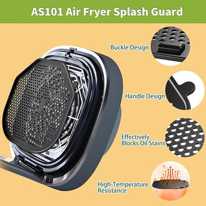 2 PCS Silicon Splatter Shield for Ninja Crispi Pro Air Fryer, Heat-Resistant Splatter Screen for Ninja Crispi Pro Accessories, AS101CY/AS101LG/AS101DG Replacement Parts Protects Kitchen from Oil