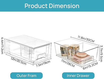 Vtopmart 10 Pack Stackable Storage Drawers,Clear Acrylic Drawer Organizers with Handles, Easily Assemble Containers for Fridge, Bathroom,Kitchen Undersink,Cabinet,Pantry Organization and Storage - Image 3