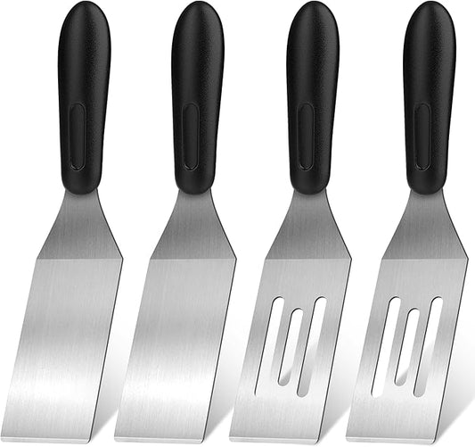 2Pcs Stainless Steel Spatula Set,Mini Serving Spatula for Kitchen Use,Metal Spatula for Cooking with Heat Resistant Handle,Metal Spatulas for kitchen use for Pancakes、Lasagna、Brownies (4PCS) by AmyFei