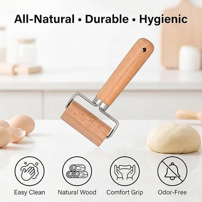 1 Pcs Wooden Dough Roller, Wooden Rolling Pin, Non-Stick Baker Pastry Roller, Pizza Rollers, Small Rolling Pin, Dough Baker Rollers Set for Home Kitchen Baking Cooking (6 Inch)