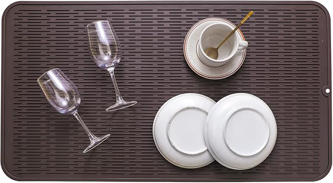MicoYang Silicone Dish Drying Mat for Multiple Usage,Easy clean,Eco-friendly,Heat-resistant Silicone Mat for Kitchen Counter or Sink,Refrigerator or Drawer Liner Coffee 4XL 32 inches x 18 inches - Image 5