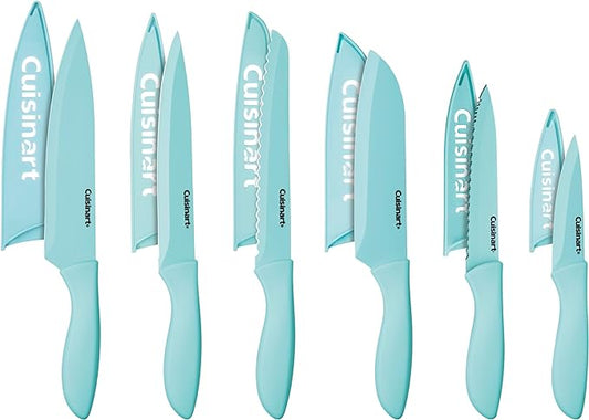Cuisinart 12-Piece Kitchen Knife Set, Advantage Color Collection with Blade Guards, (Aqua) by Cuisinart