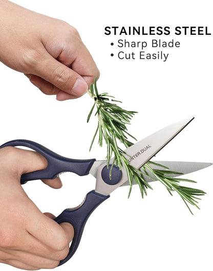 Kitchen Scissors for Food, HUNTER.DUAL Heavy Duty Come Apart Poultry Shears for Cooking, All Purpose for Cutting Chicken, Meat, Fish & Vegetables (Blue, 8.35 Inch) - Image 2
