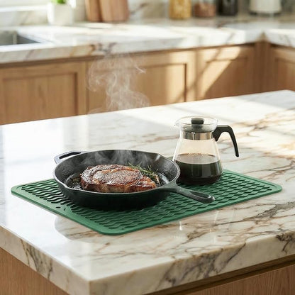 MicoYang Silicone Dish Drying Mat for Multiple Usage,Easy clean,Eco-friendly,Heat-resistant Silicone Mat for Kitchen Counter or Sink,Refrigerator or drawer liner Green L 16 inches x 12 inches - Image 7