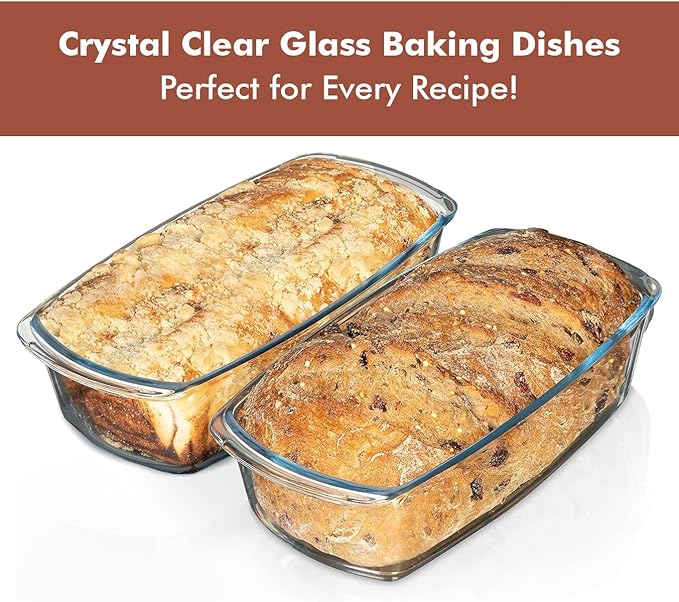 Razab LARGE 7.6 Cups/1800 ML/1.9 Qt Glass Loaf Pan with Lids (Set of 2) - Meatloaf Pan BPA free Airtight Lids Grip Handle Easy Carry, Microwave and Oven Safe - Loaf Pans For Baking Bread, Cakes - Image 8