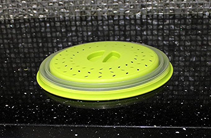 Dependable Industries' 2-in-1 Collapsible Microwave Splatter Guard Cover & Vegetable Washing Colander: The Ultimate Space-Saving Kitchen Essential