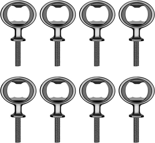 Metal Bottle Opener Kits 8 Pack Blank Stainless Steel Bottle Opener Insert Kits DIY Hardware for Flat Wood Turning (Black)
