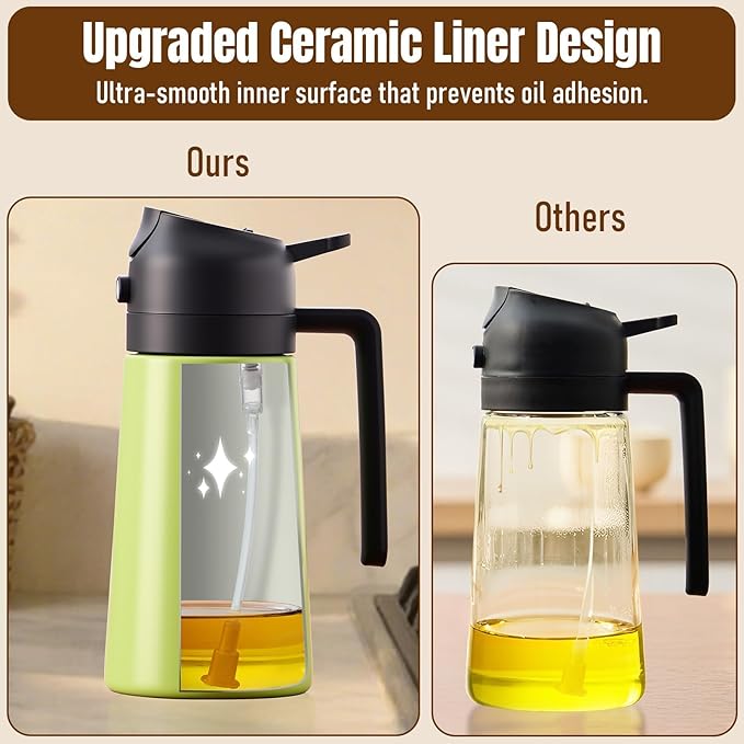 PARACITY 2 in 1 Oil Dipenser Bottle, Stainless Steel (Green-Black) - Image 3