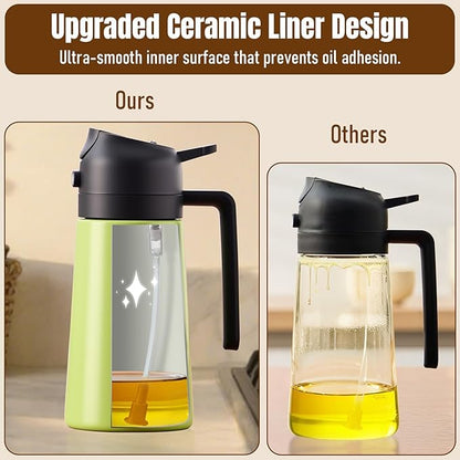 PARACITY 2 in 1 Oil Dipenser Bottle, Stainless Steel (Green-Black) - Image 3