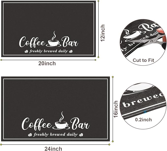 CooRug Absorbent Coffee Mat, Fashion Dish Drying Mat for Kitchen Counter Coffee Bar Accessories Espresso Machine Dish Rack 16" x 24" Black - Image 6