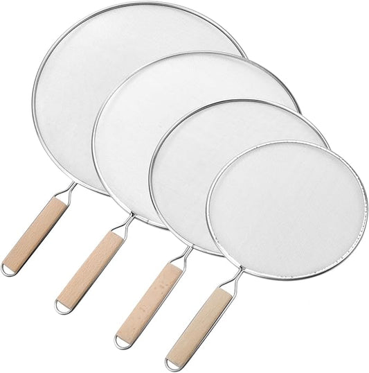 Oedema Set of 4 Splatter Screen Stainless Steel Grease Splatter Guard Fine Mesh Splatter Screen for Frying Pan, Skillet, Pot, Grease Oil Guard, 13"/11.42"/9.84"/8.23" by OEDEMA