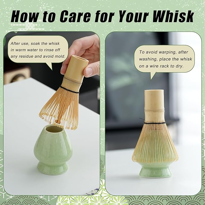 Clay&Fire Matcha Whisk Set, Ceramic Matcha Set, Matcha Bowl with Spout and Whisk, 9 pcs Matcha Tea Kit for Matcha Lovers, Ideal Gift Christmas, Birthday (Green) - Image 8