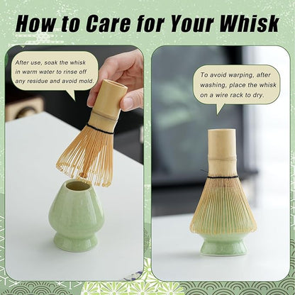 Clay&Fire Matcha Whisk Set, Ceramic Matcha Set, Matcha Bowl with Spout and Whisk, 9 pcs Matcha Tea Kit for Matcha Lovers, Ideal Gift Christmas, Birthday (Green) - Image 8
