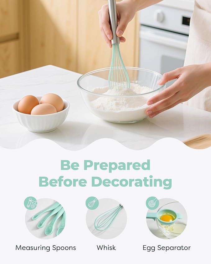 Kootek 158PCs Cake Decorating Kit, Baking Supplies Tools - Includes Cake Stand Turntable, 64 Icing Piping Tips Set, 2 Frosting Spatulas, 3 Scrapers, 50+2 Pastry Bags, Coupler, Video Tutorial, Booklet - Image 6