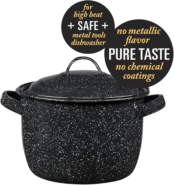 Granite Ware 4-Quart Bean Pot - Porcelain Enamel on Steel, Lightweight & Durable, Ideal for Baked Beans, Stews, Soups - Non-Stick, Chip-Resistant, Even Heat Distribution (Speckled Black) - Image 2