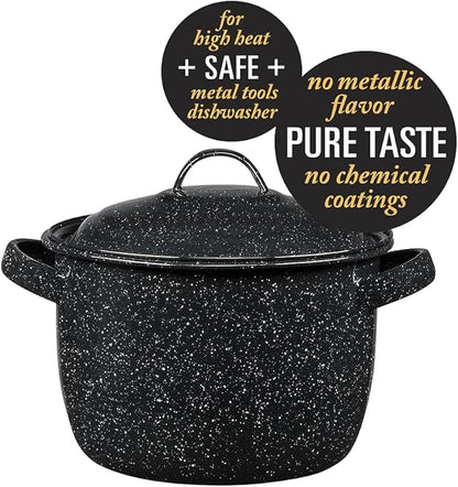 Granite Ware 4-Quart Bean Pot - Porcelain Enamel on Steel, Lightweight & Durable, Ideal for Baked Beans, Stews, Soups - Non-Stick, Chip-Resistant, Even Heat Distribution (Speckled Black) - Image 2