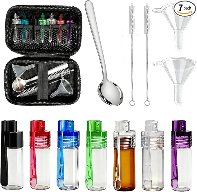 7 Pack Travel Size Seasoning Containers With Spoons, LeakProof Airtight Seasoning Jars For Outdoor Camping, Backpacking And Home Cooking
