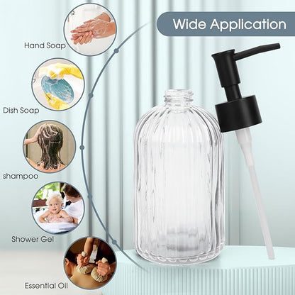 Topsky Glass Soap Dispenser with Plastic Pump, 400ml Liquid Hand Soap Dispenser, Rustproof Pump for Kitchen & Bathroom, Great for Lotions, Essential Oil, Liquid Soaps,Transparent - Image 7