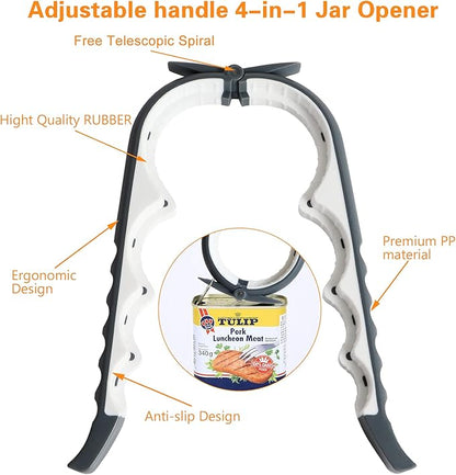 Jar Opener Bottle Opener for Weak Hands, 5-in-1 Multi-Function Can Opener Bottle Opener Kit with Silicone Handle, Easy to Use for Children, Elderly and Arthritis Sufferers (NEW White) - Image 5
