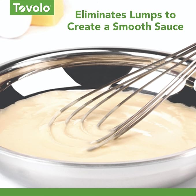 Tovolo Flat Whisk Stainless Steel 10” Gravy Whisk for Sauces Roux Batters, Large Kitchen Classic Dishwasher Safe Flat Bottom Whisker for Cooking Blending Mixing Stirring Whipping Beating Whisking - Image 6