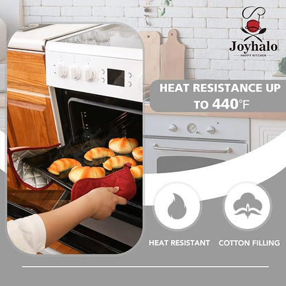 Joyhalo 4 Pack Pot Holders for Kitchen,Cotton Oven Holder with Great Heat Resistance,Non Slip Hot Pads for Kitchen Clearance,Dark Red - Image 3