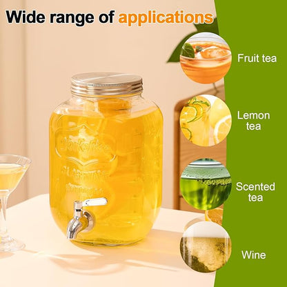 1 Gallon Beverage Dispenser, Glass Drink Dispensers for Parties, Fruit Infuser and Stainless Steel Spigot 100% Leakproof, Beverage Dispenser for Lemonade Sun Tea - Image 3